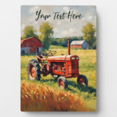  rode tractor in veld rustiek Boerderij Afbeelding Fotoplaat (voorkant)