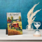  rode tractor in veld rustiek Boerderij Afbeelding Fotoplaat (Zijkant)