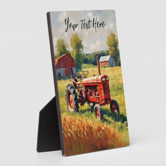  rode tractor in veld rustiek Boerderij Afbeelding Fotoplaat (Zijkant)