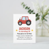 Rode Tractor Jongens Verjaardagsfeestje Kaart (Staand voorkant)