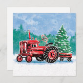  Rode Tractor Kerstboom Sla de datum op Save The Date (Voorkant / Achterkant)