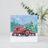  Rode Tractor Kerstboom Sla de datum op Save The Date (Staand voorkant)