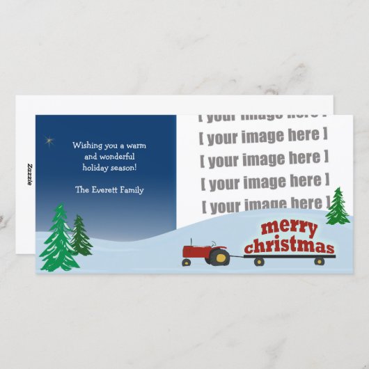 Rode Tractor Kerstkaart