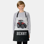 Rode Tractor Landbouwmateriaal Boer Koel Schort (Gedragen)