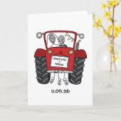 Rode Tractor Landelijke Bruiloft Kaart (Gele Bloem)
