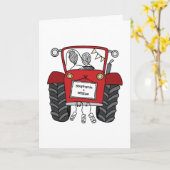 Rode Tractor Landelijke Bruiloft Kaart (Gele Bloem)