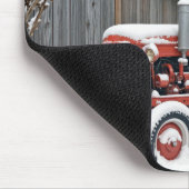 Rode Tractor Met Kerstkrans Muismat (Hoek)