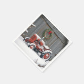 Rode Tractor Met Kerstkrans Servet (Hoek)