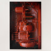 Rode tractor motor. legpuzzel (Verticaal)