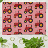 Rode Tractor Ontwerp Achtergrond in elke kleur Theedoek (Gevouwen)
