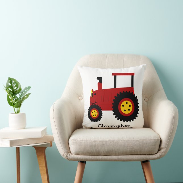 Rode Tractor Ontwerp Gepersonaliseerd Kussen (Stoel)
