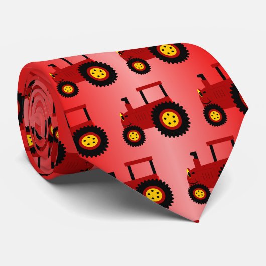 Rode Tractor Ontwerp Stropdas (Opgerold)