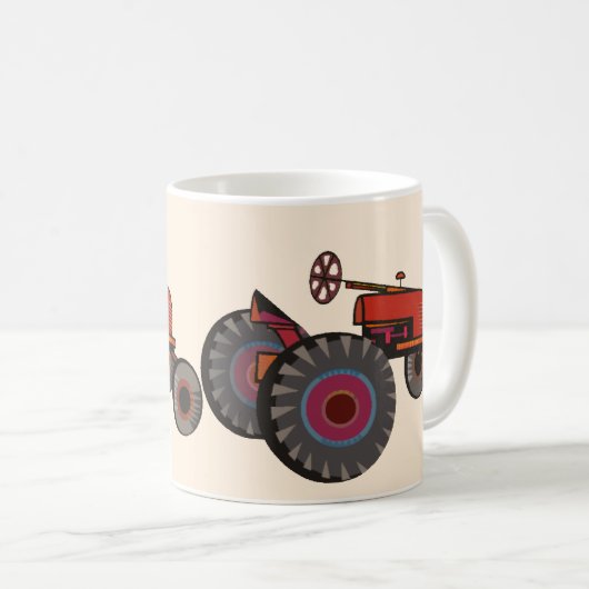 Rode tractor op een mok (Voorkant rechts)