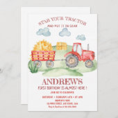 Rode tractor op elke leeftijd, verjaardag kaart (Voorkant / Achterkant)