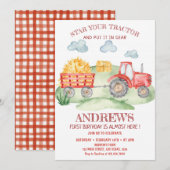 Rode tractor op elke leeftijd, verjaardag kaart (Voorkant / Achterkant)