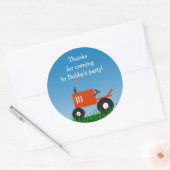 Rode Tractor Party Favor Bag Sticker (Envelop)