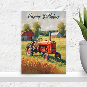 Rode Tractor  Rustiek Boerderij Happy Birthday Kaart
