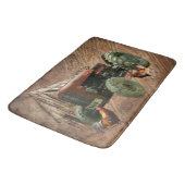 rode tractor rustieke schuur schuur Hen Rooster Badmat (Gekanteld)