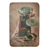 rode tractor rustieke schuur schuur Hen Rooster Badmat (Voorkant Verticaal)