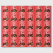 Rode Tractor Verjaardag Cadeaupapier (Vlak)