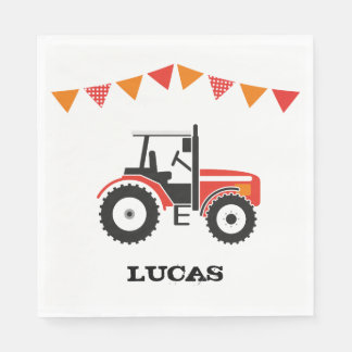 Rode Tractor Verjaardag Party Papieren servetten