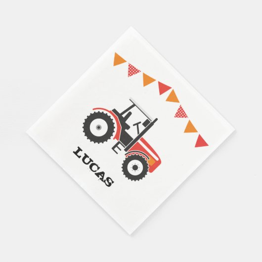 Rode Tractor Verjaardag Party Papieren servetten (Hoek)