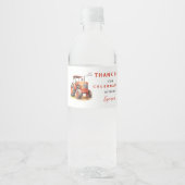 Rode Tractor Verjaardag Waterfles Etiket Wrapper (Voorkant)
