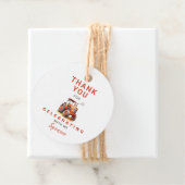 Rode Tractor Verjaardagscyclus Favor Gift Label (In situ)