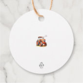 Rode Tractor Verjaardagscyclus Favor Gift Label (Achterkant)