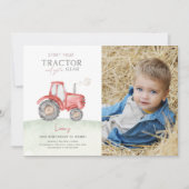 Rode tractor verjaardagsfoto kaart (Voorkant)