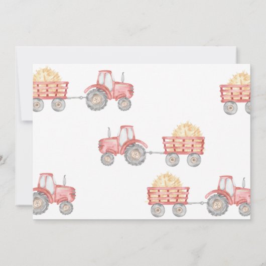 Rode tractor verjaardagsfoto kaart (Achterkant)