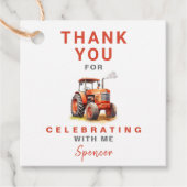 Rode Tractor Verjaardagsplein Favor Gift Label (Voorkant)