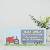 Rode Tractor Voertuig Verjaardag Uitnodigingen (Staand voorkant)