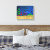 Rode tractor voor schuur canvas afdruk (Insitu (Slaapkamer))