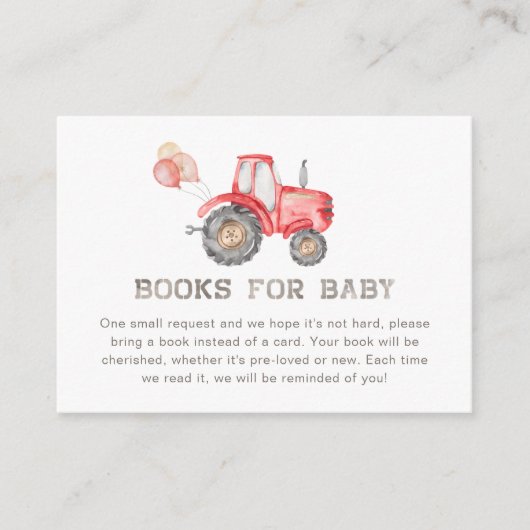 Rode tractorboeken voor Baby-Kaarten Informatiekaartje (Voorkant)