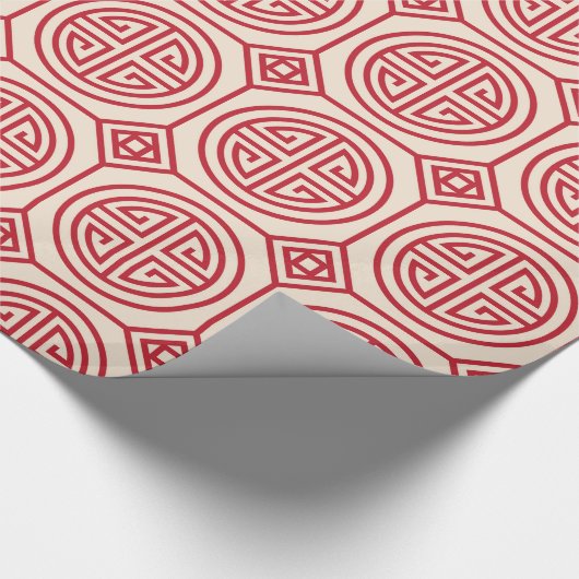 Rode traditionele geometrische Chinese patronen Cadeaupapier (Hoek)