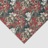 Rode traditionele kerstbloem en pinecone tissuepapier (Detail)