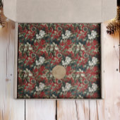 Rode traditionele kerstbloem en pinecone tissuepapier