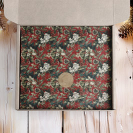 Rode traditionele kerstbloem en pinecone tissuepapier