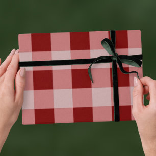 Rode traditionele Kerstmis - geruite streep Cadeaupapier