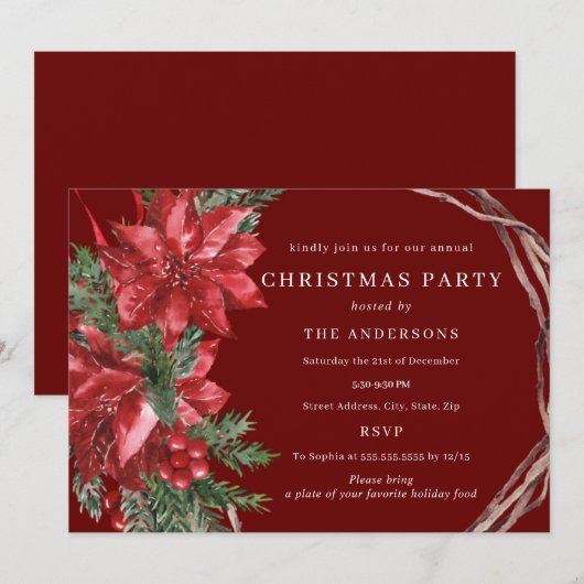 Rode traditionele krans kerstfeest kaart (Voorkant / Achterkant)