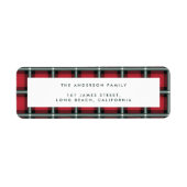 rode traditionele tartan gepersonaliseerde kerst etiket (Voorkant)