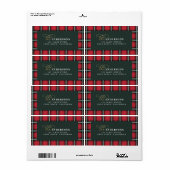 Rode traditionele tartan gepersonaliseerde kerst etiket (Full Sheet)