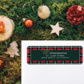 Rode traditionele tartan gepersonaliseerde kerst etiket