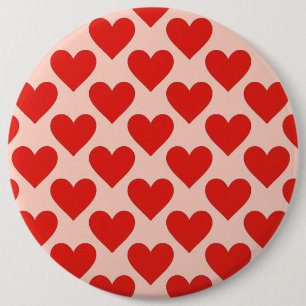Rode, traditionele Valentijnsdag hart Ronde Button 6,0 Cm