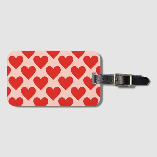 Rode, traditionele valentijnshart bagagelabel (Voorkant (horizontaal))