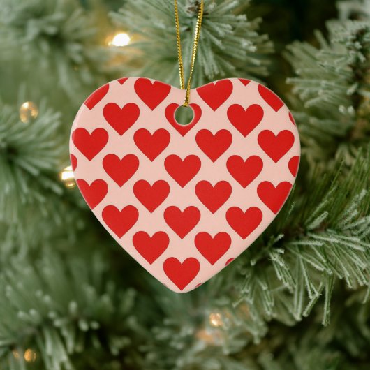 Rode, traditionele Valentijnshart Keramisch Ornament (Boom)