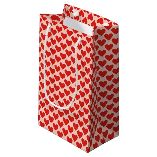 Rode, traditionele Valentijnshart Klein Cadeauzakje (Voorkant Gekanteld)