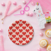 Rode, traditionele Valentijnshart Papieren Bordje (Feest)