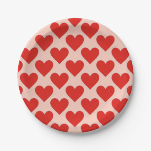 Rode, traditionele Valentijnshart Papieren Bordje